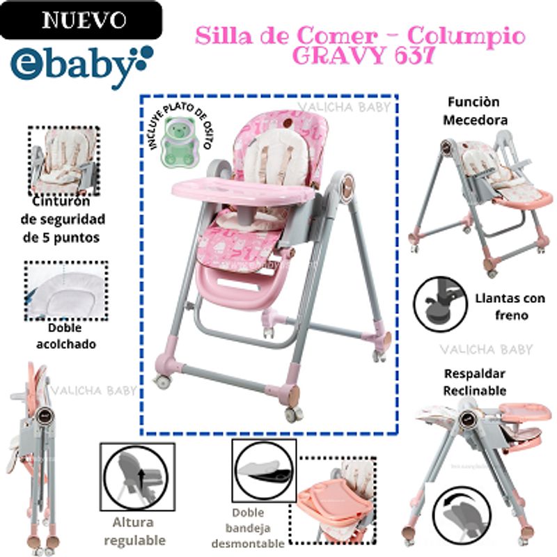 EBABY - SILLA DE COMER- COLUMPIO GRAVY - FUCSIA