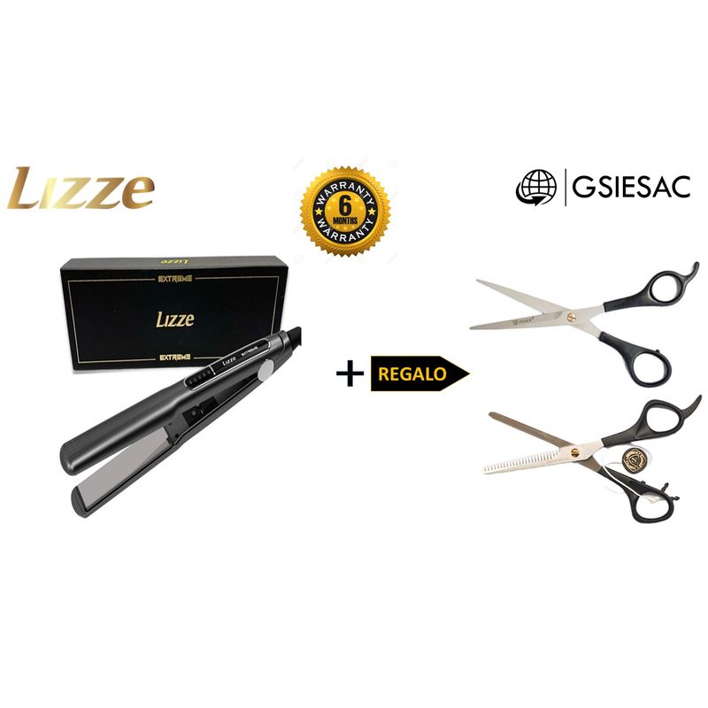 LIZZE - LIZZE PACK PLANCHA EXTREME + TIJERA MICRODENTADA + TIJERA PULIDORA