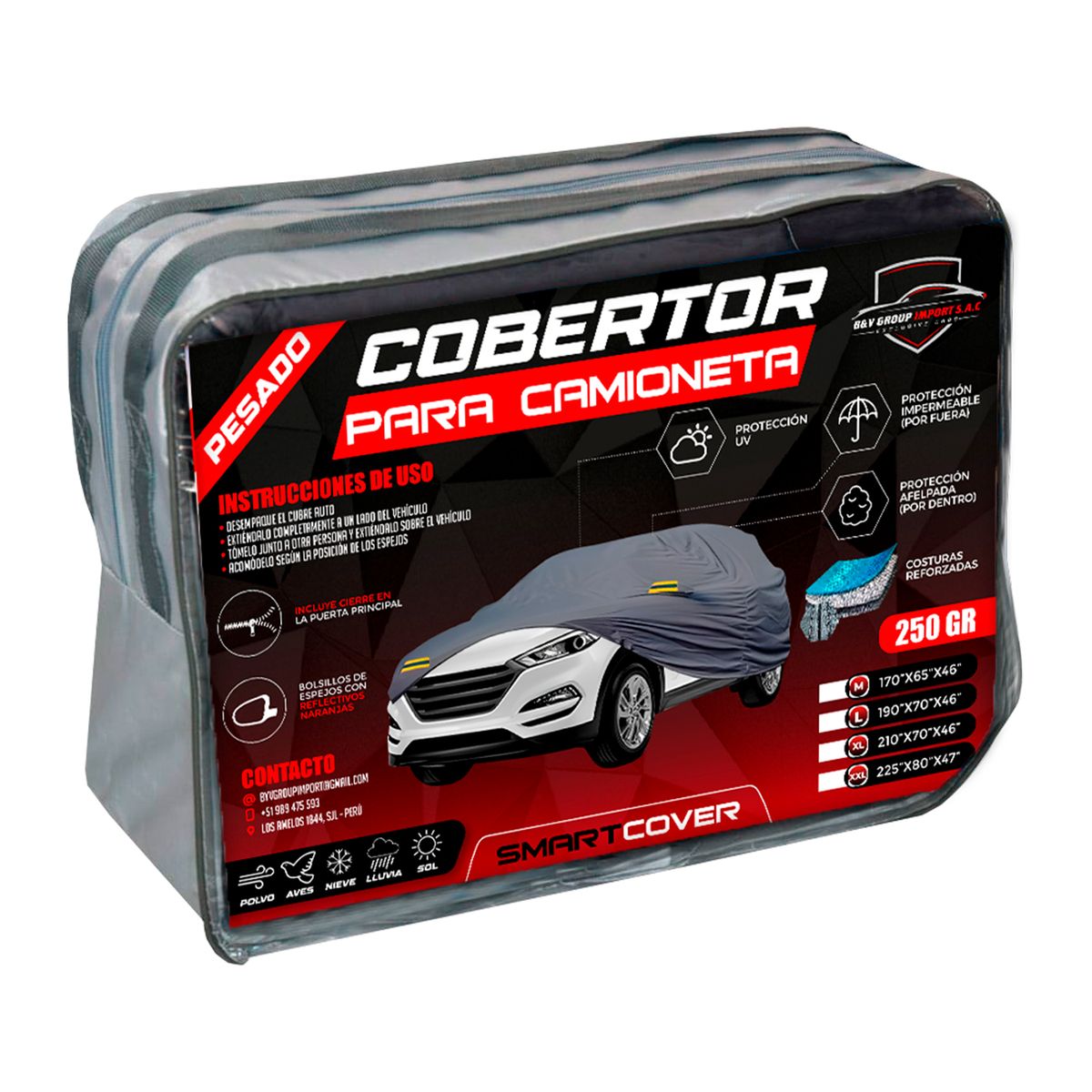GENERICO - COBERTOR DE CAMIONETA TALLA M 250 G