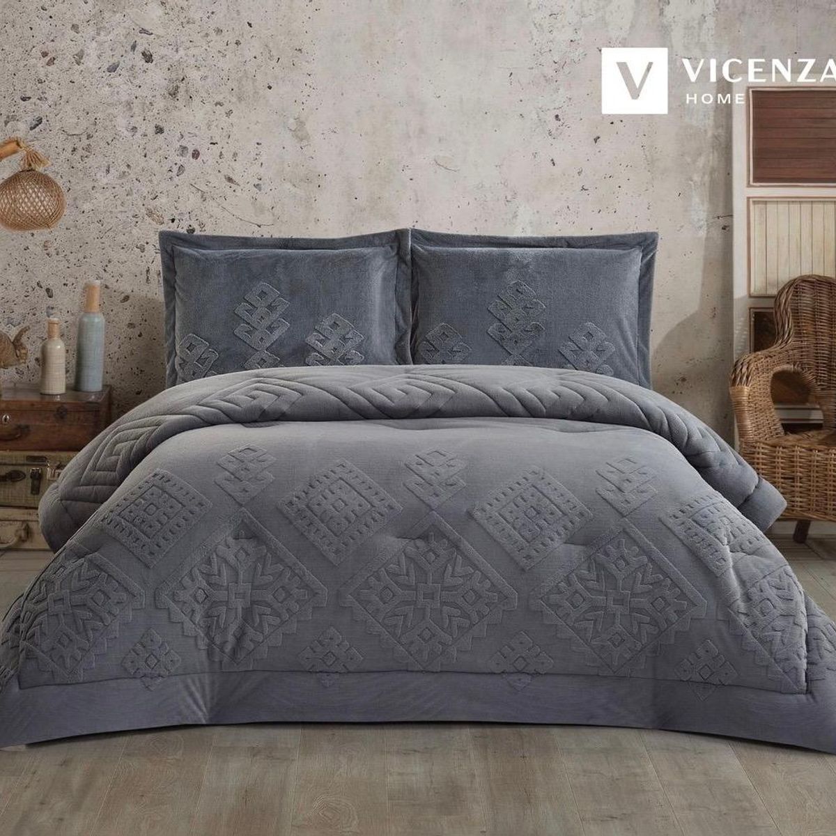 VENECIA - Set de Edredón 2Pz de Piel conejo c/ Piel de Ángel de 5 Piezas 100% Premium