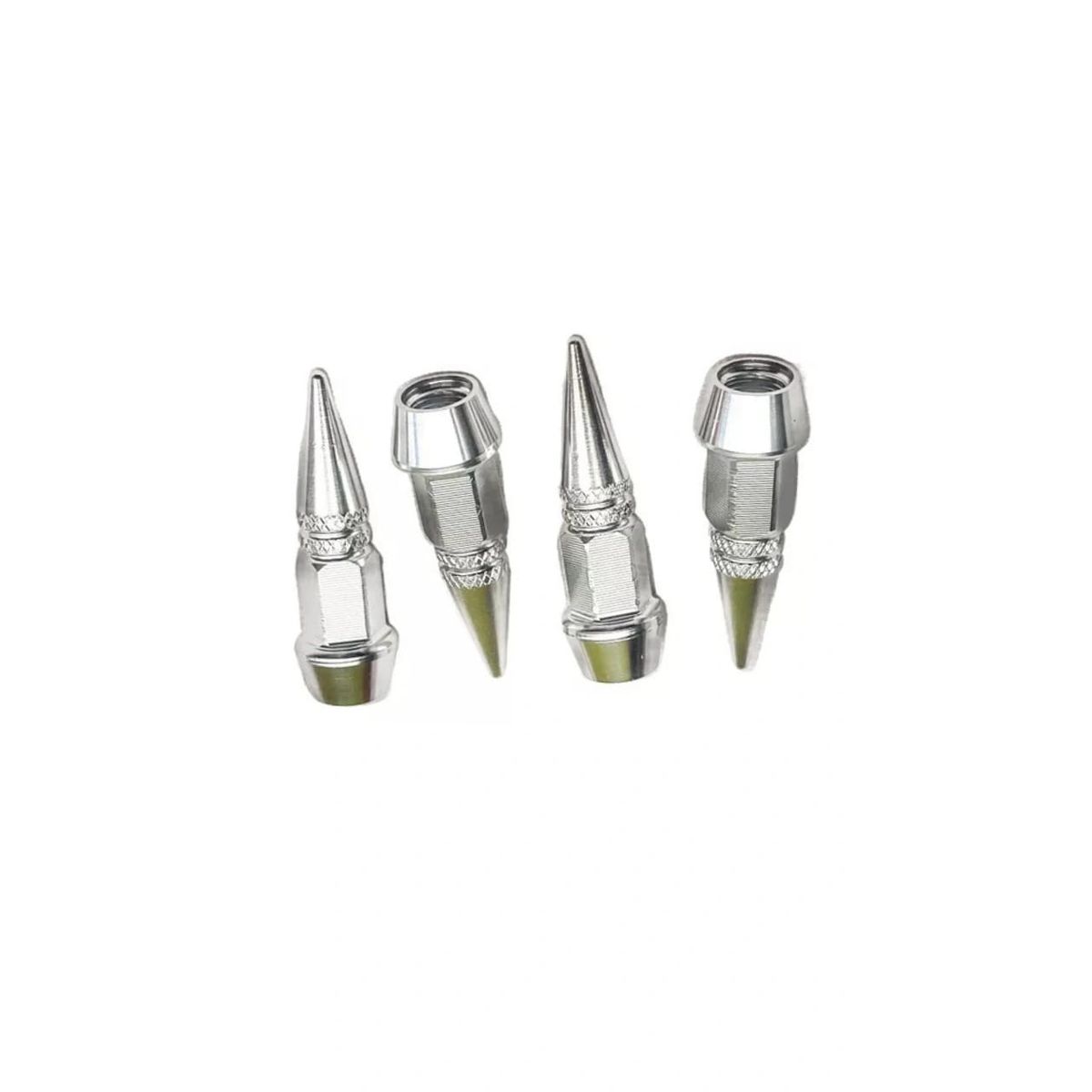 GENERICO - Tapa De Piton Punta Mediana Cubre Valvula 4 Pcs Plateado