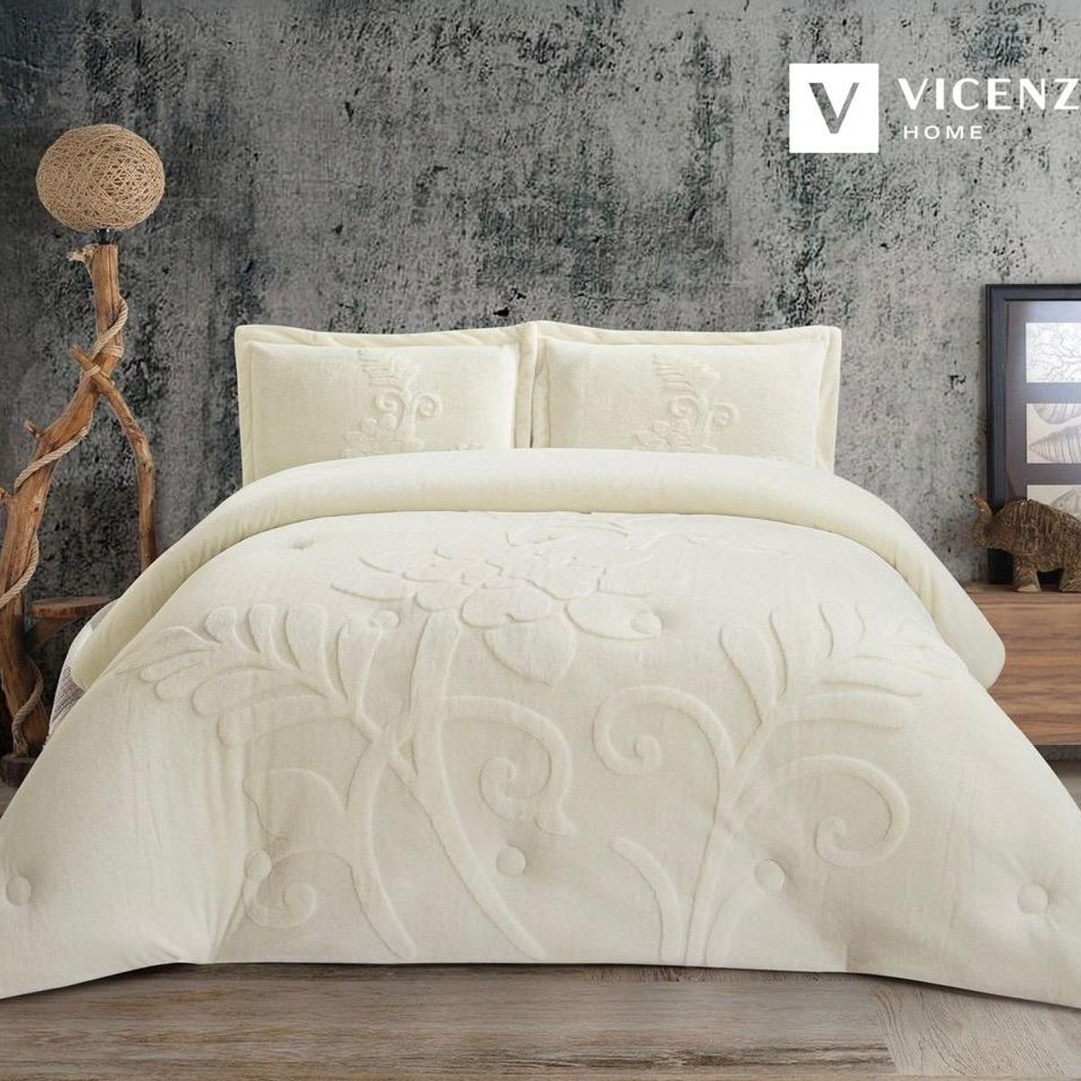 VENECIA - Set de Edredón QUEEN de Piel conejo c/ Piel de Ángel de 5 Piezas 100% Premium