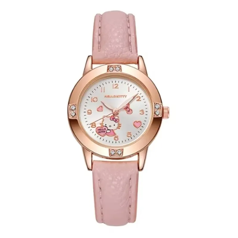 OVOTOUMI - Reloj Hallokitty Correa Magnética Piedras preciosas-YEZ-Rosa