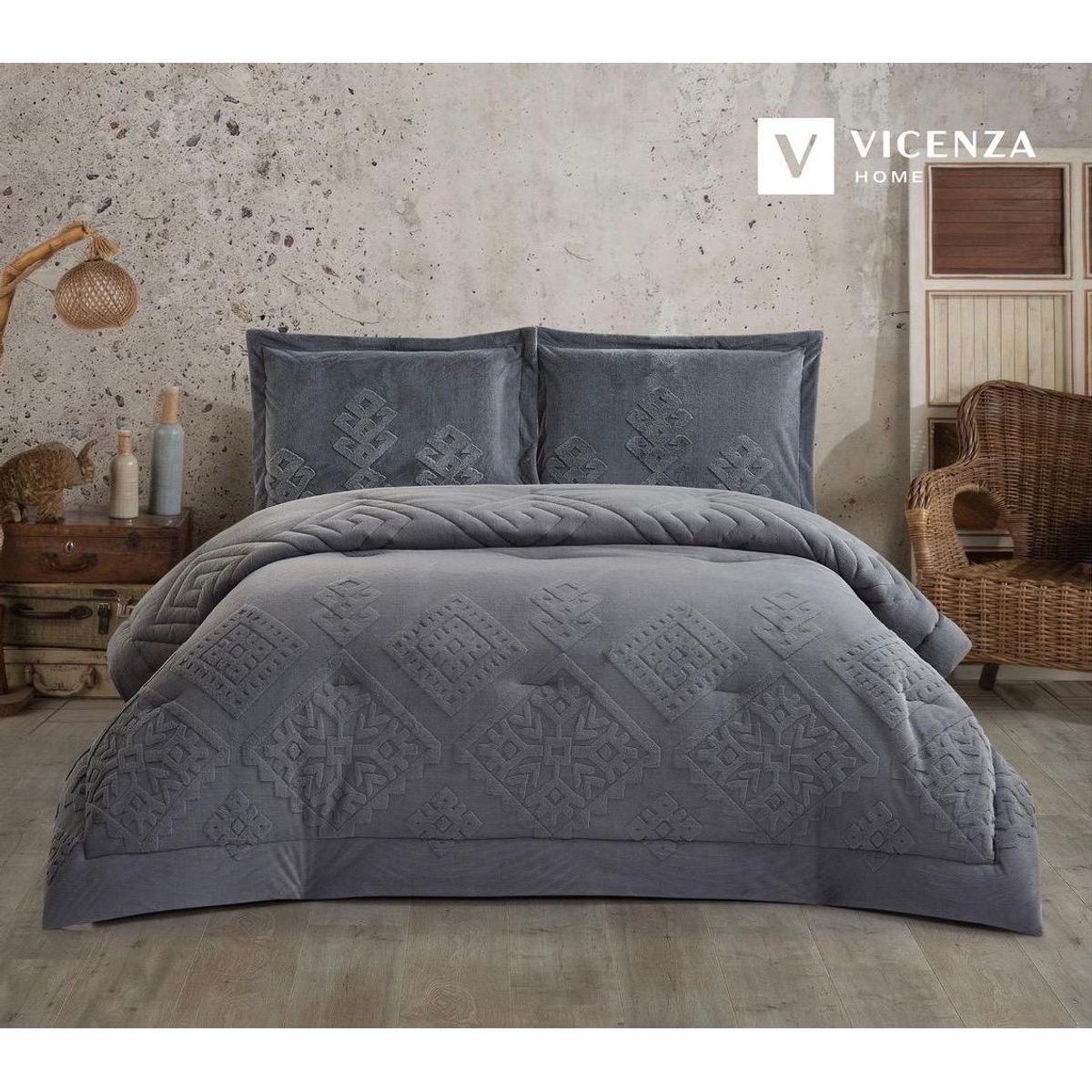 VENECIA - Set de Edredón KING de Piel conejo c/ Piel de Ángel de 5 Piezas 100% Premium