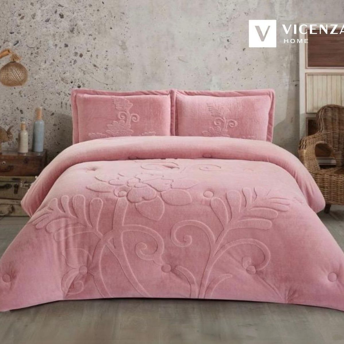 VENECIA - Set de Edredón KING de Piel conejo c/ Piel de Ángel de 5 Piezas 100% Premium