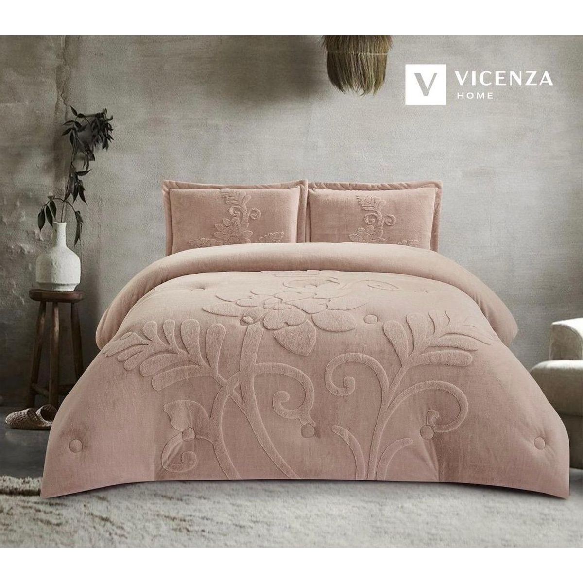 VENECIA - Set de Edredón KING de Piel conejo c/ Piel de Ángel de 5 Piezas 100% Premium