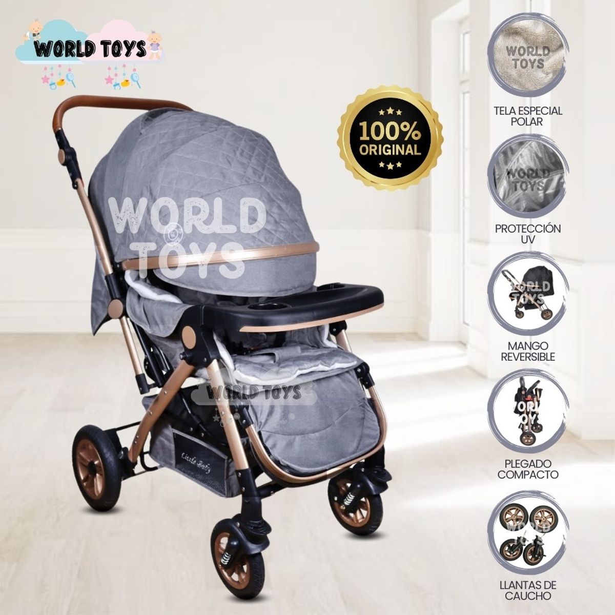 BABY - Coche Cuna Deportivo «ROMANI» Gray