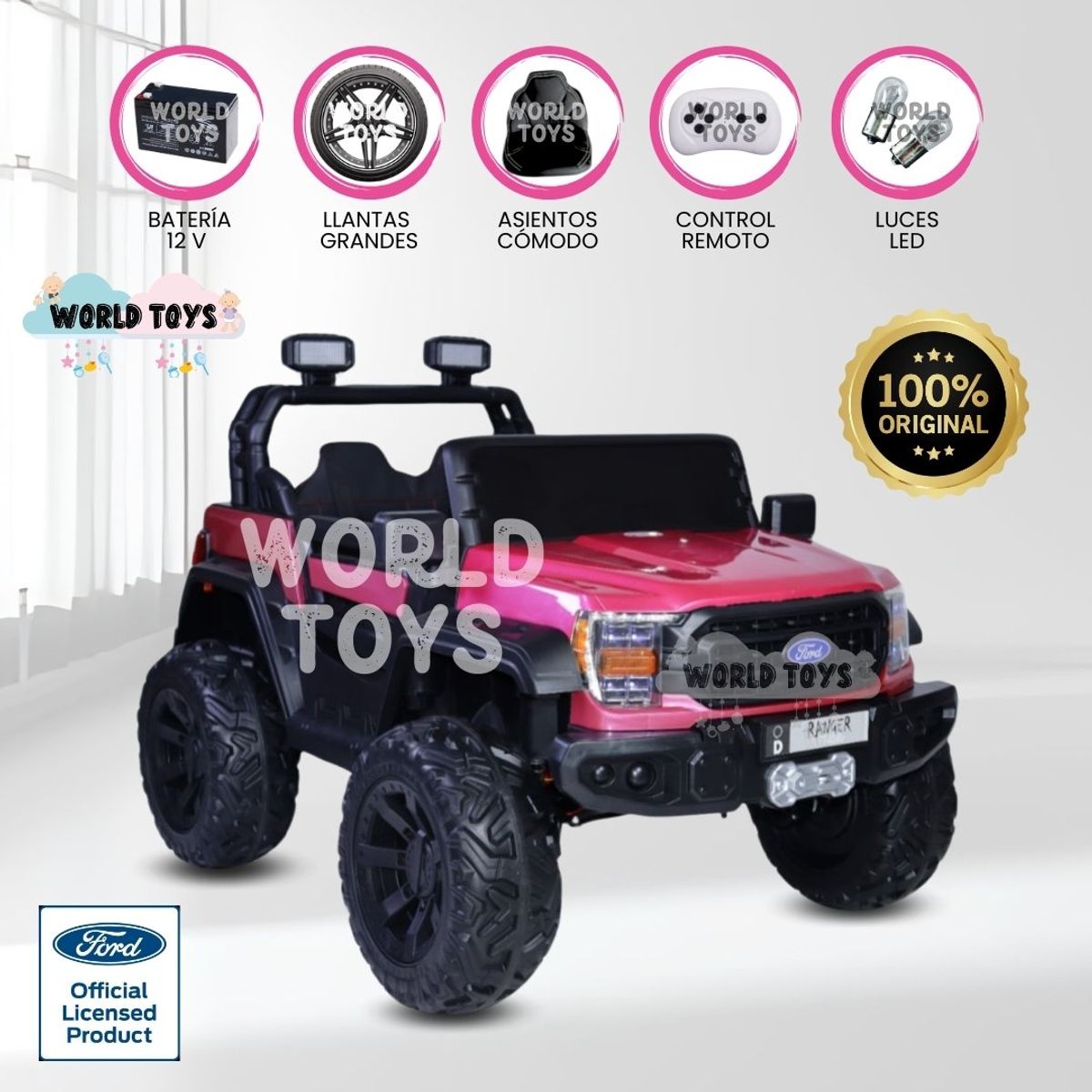 FORD - Carro a Batería 4 x 4 «FORD MERCY» Todo Terreno Pink