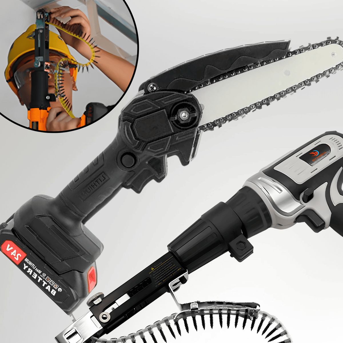 ROSH - Dúo Eficiente Motosierra + Adaptador para Clavos