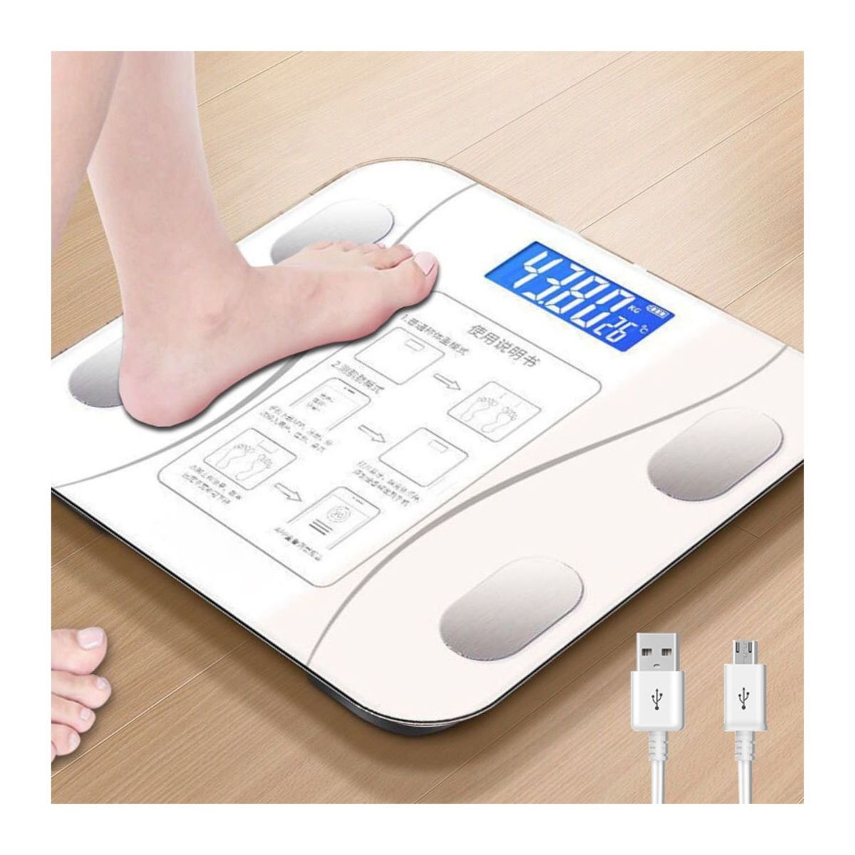 GENERICO - Balanza Inteligente con Bluetooth Recargable - Color Blanco