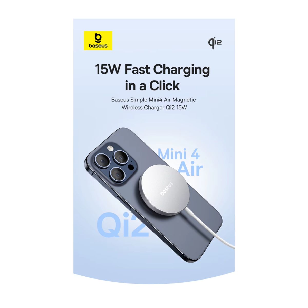 BASEUS - Cargador Inalámbrico Magnético 15W Baseus QI2 Para iPhone