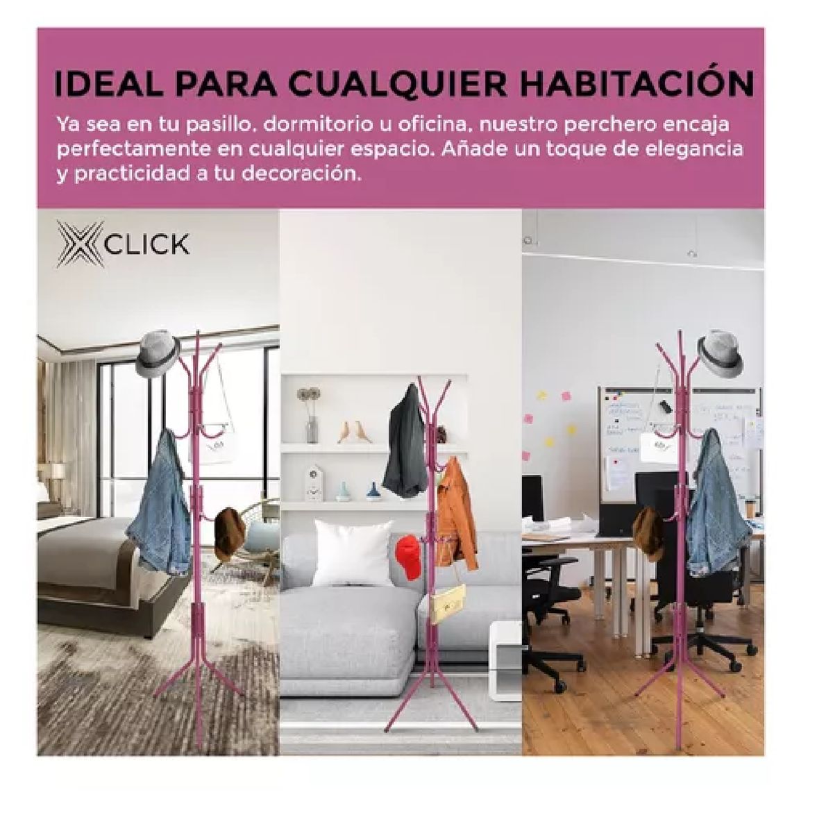 GENERICO - Perchero Colgador Metal Armable Pie Ropa Carteras Sombrero