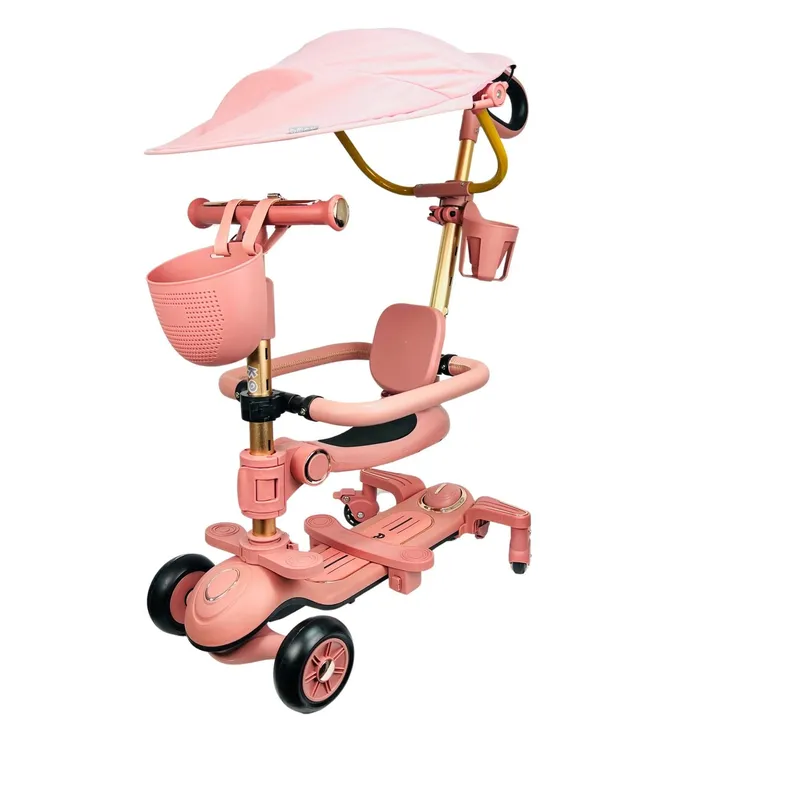GENERICO - SCOOTER PARA NIÑA KODI 6 EN 1 CON TAPA SOL ROSADO
