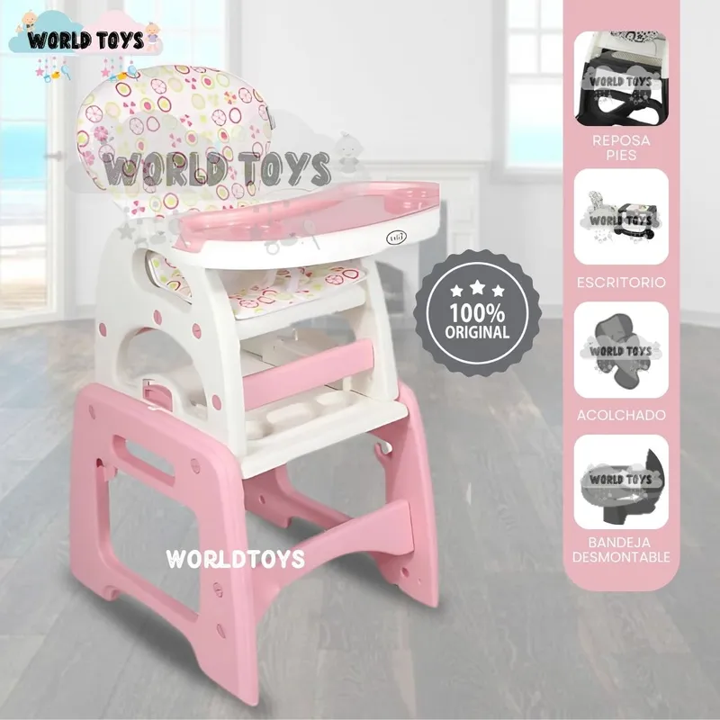BABY - Silla de Comer 3 en 1 «VELLYER» Pink