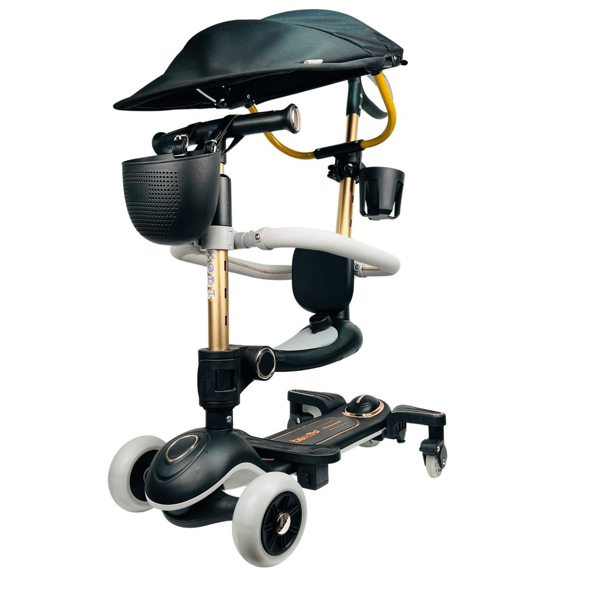 GENERICO - SCOOTER PARA NIÑOS CON BLUETOOTH KODI 6 EN 1 CON TAPA SOL NEGRO