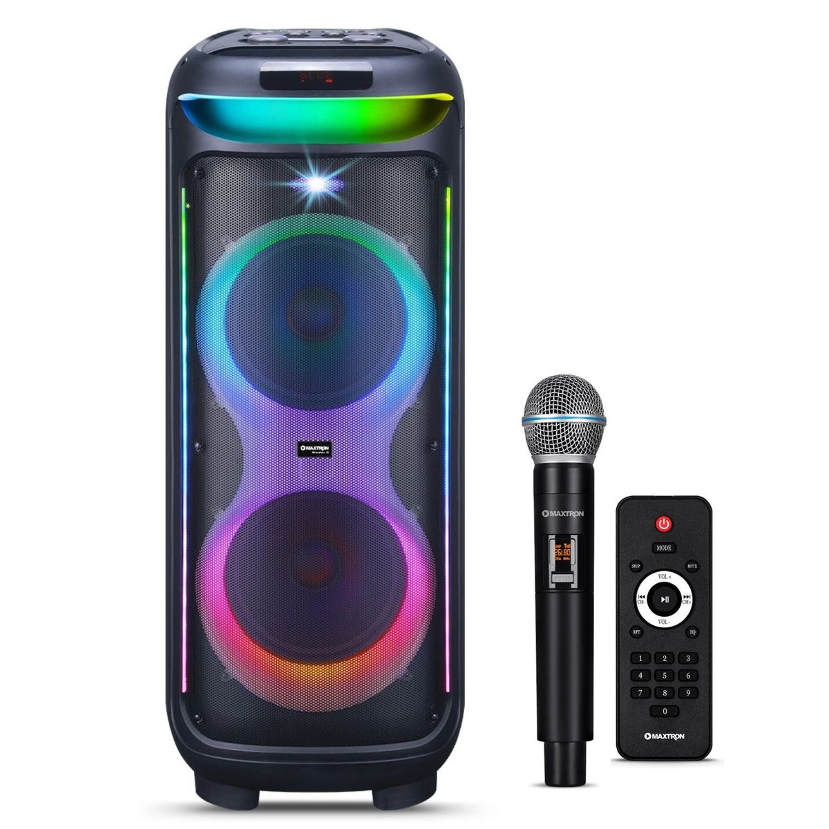 MAXTRON - Torre de Sonido Maxtron Bravatto USB BT TWS LED RGB Micrófono