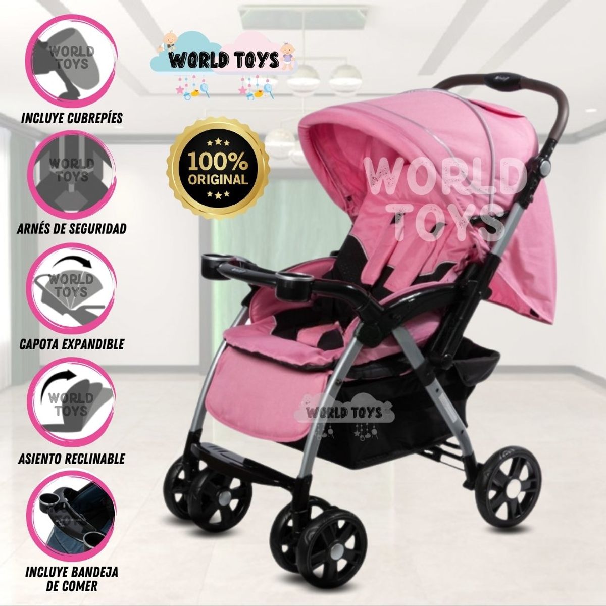 BABY - Coche Cuna De Lujo «YODIE» Pink