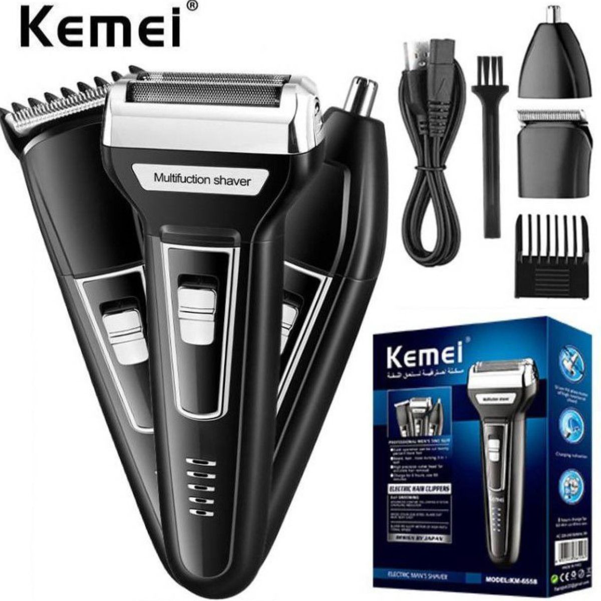 ROHS - Máquina Cortador de Cabello y Barba y Nariz Trimer KEMEI