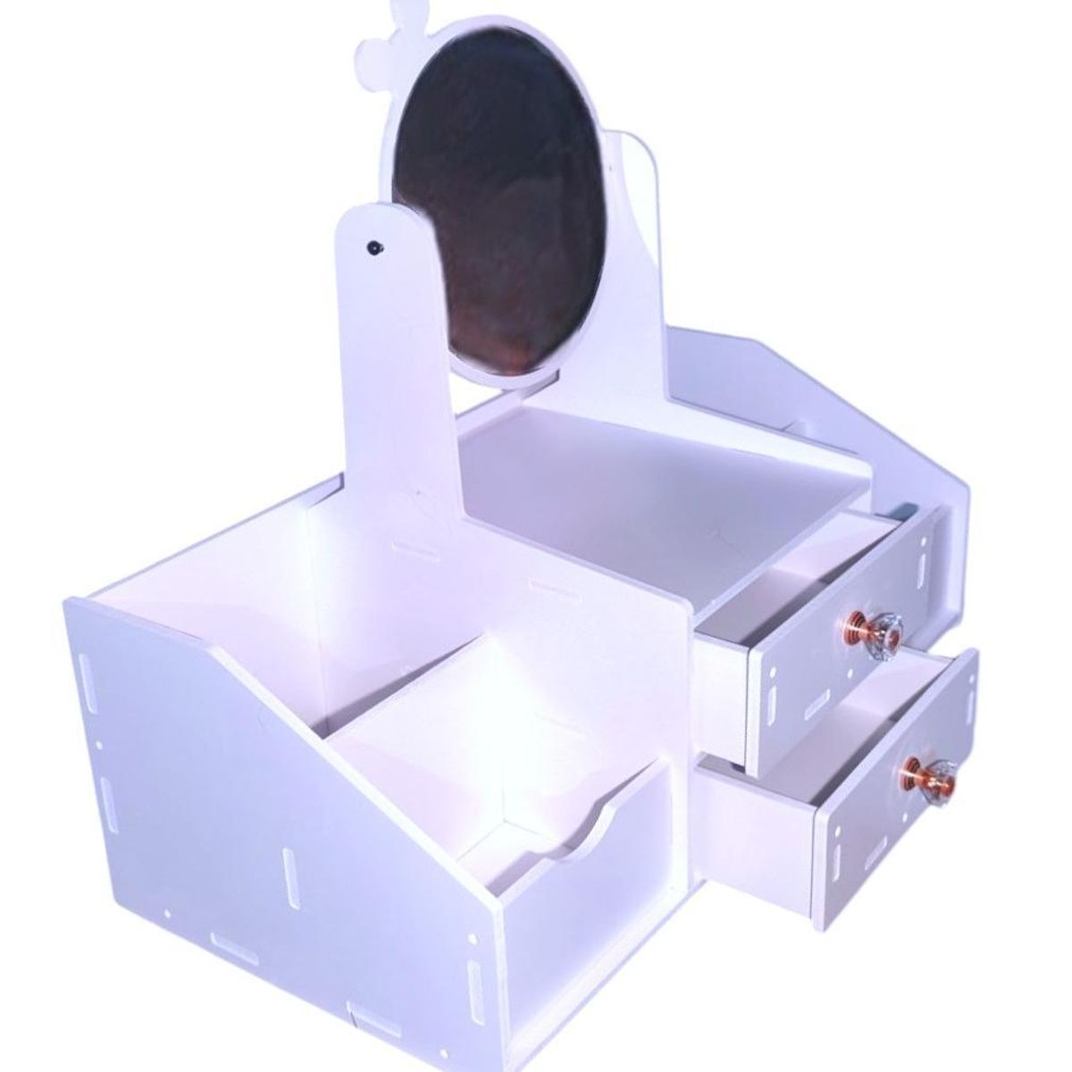 GENERICO - Organizador multiusos 2 cajones con espejo lazito color blanco