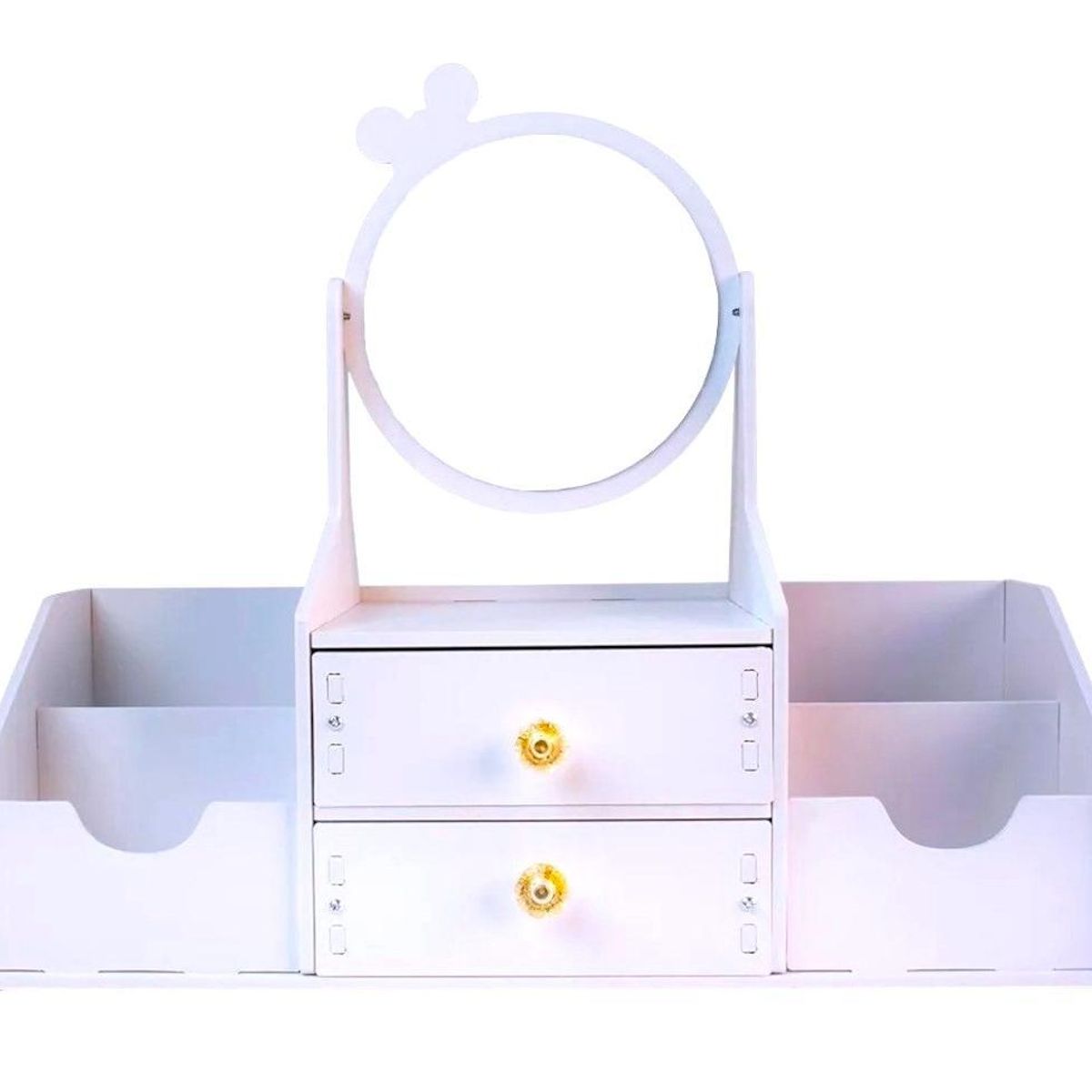 GENERICO - Organizador multiusos 2 cajones con espejo lazito color blanco