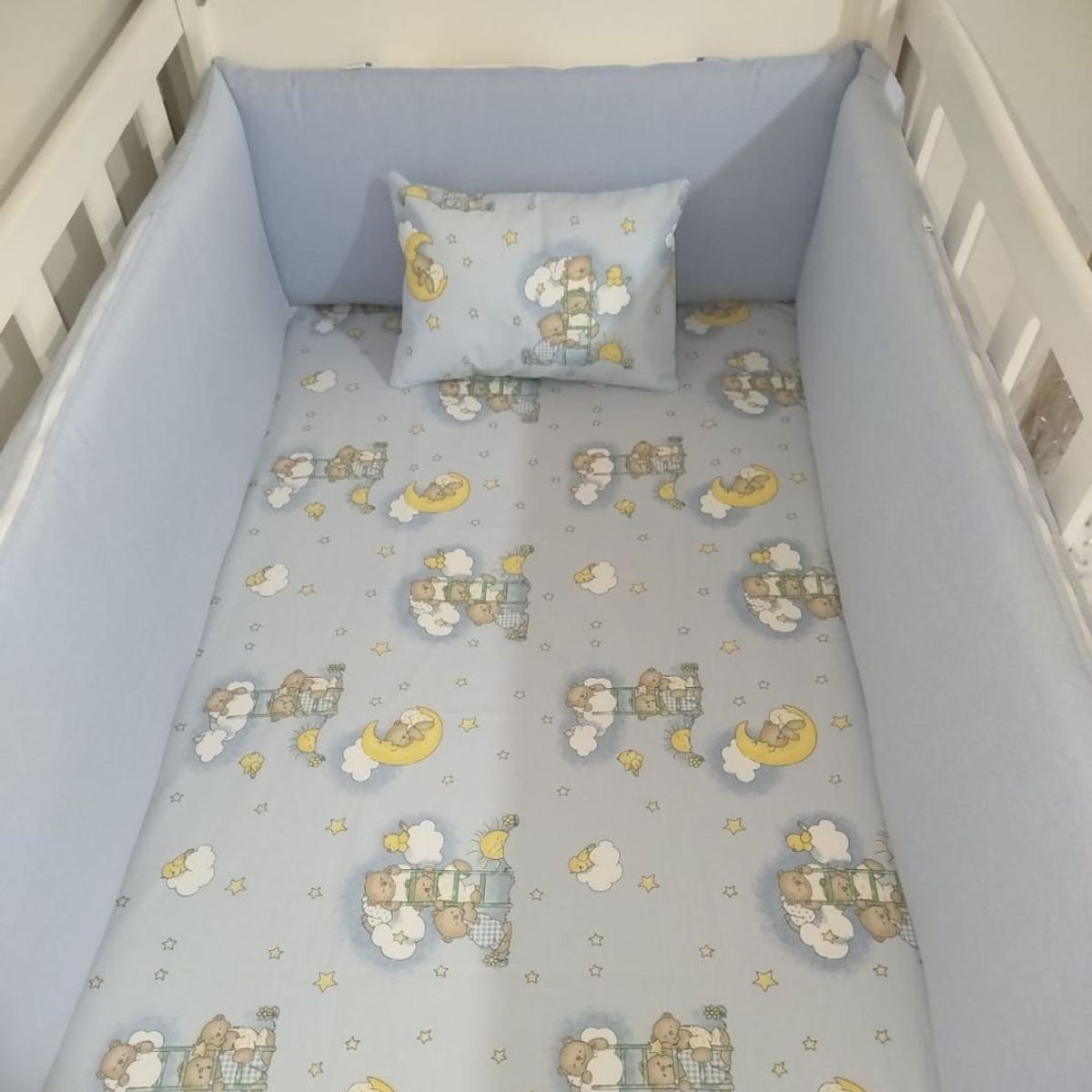 GENERICO - Protectores Laterales Parachoques de Cuna Diseño Celeste