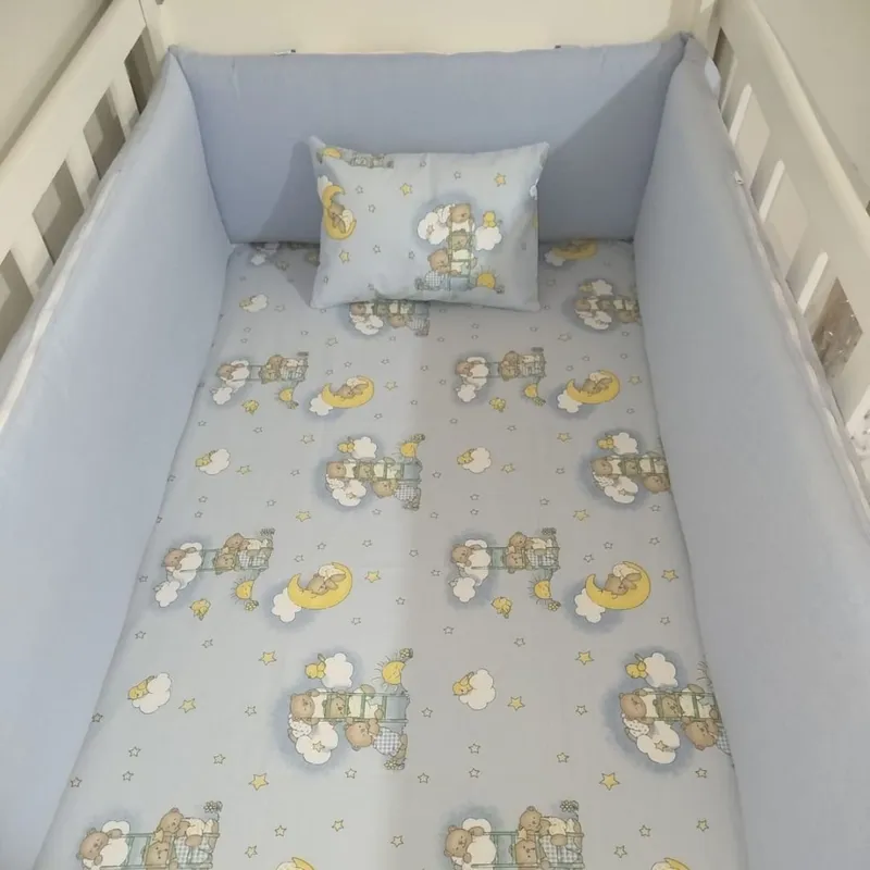 GENERICO - Protectores Laterales Parachoques de Cuna Diseño Celeste