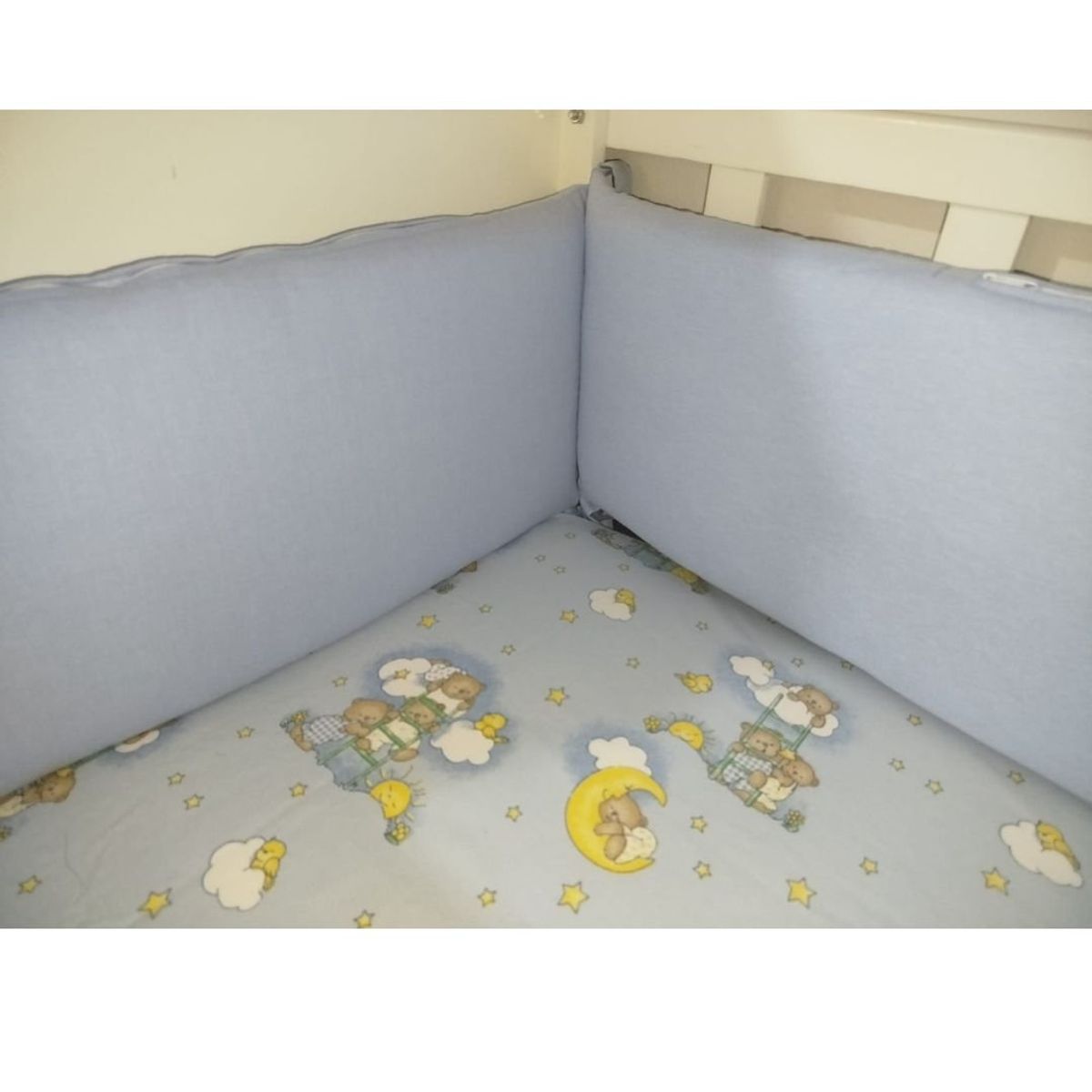 GENERICO - Protectores Laterales Parachoques de Cuna Diseño Celeste