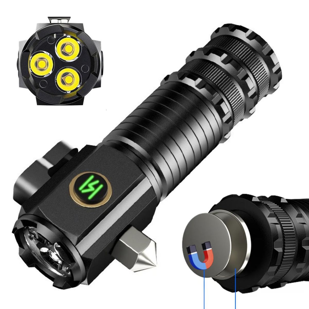 GENERICO - Linterna LED USB-C Magnética Compacta Potente y Rompe Vidrios