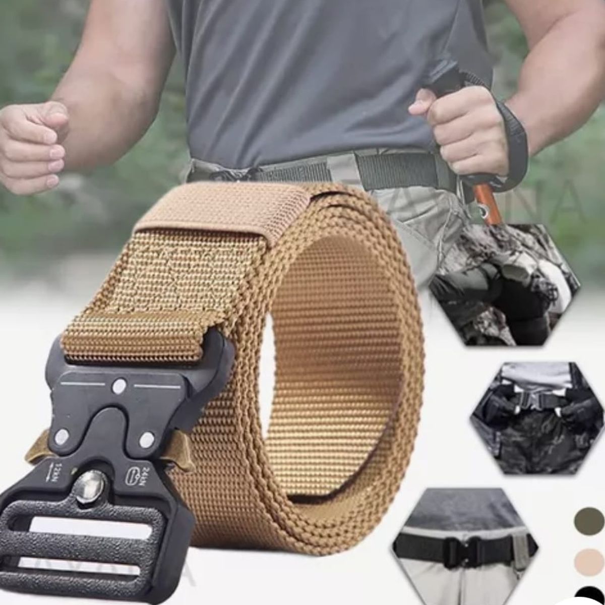 GENERICO - CINTURON TACTICO MILITAR   CAQUI DE LIBERACION RAPIDA