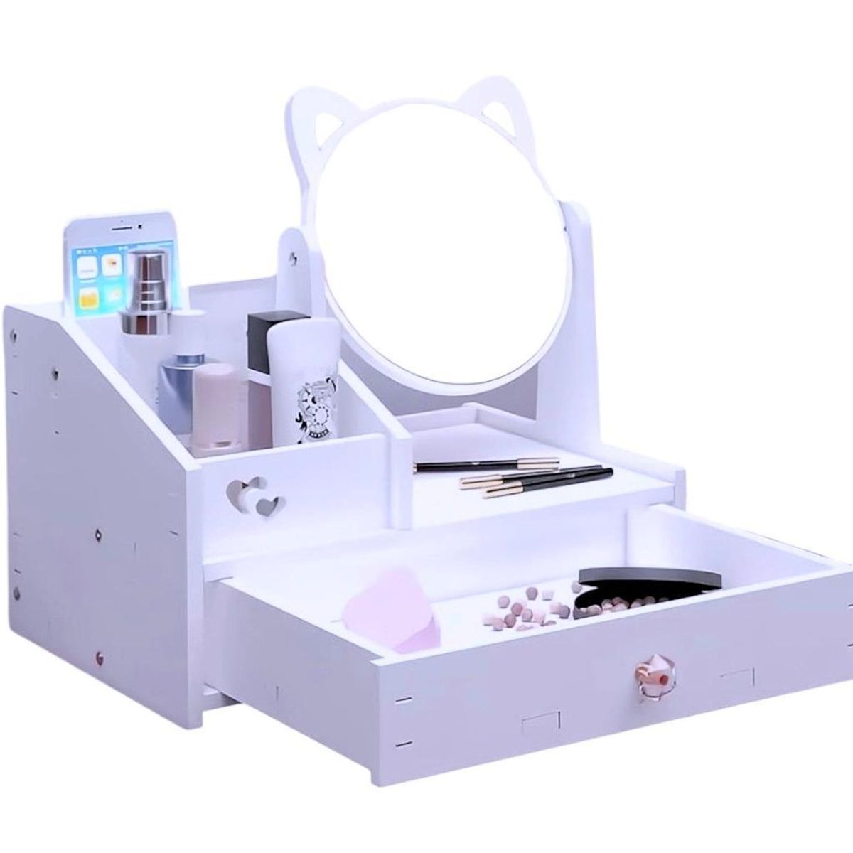 GENERICO - Organizador de maquillaje o multiusos corazón - gatito