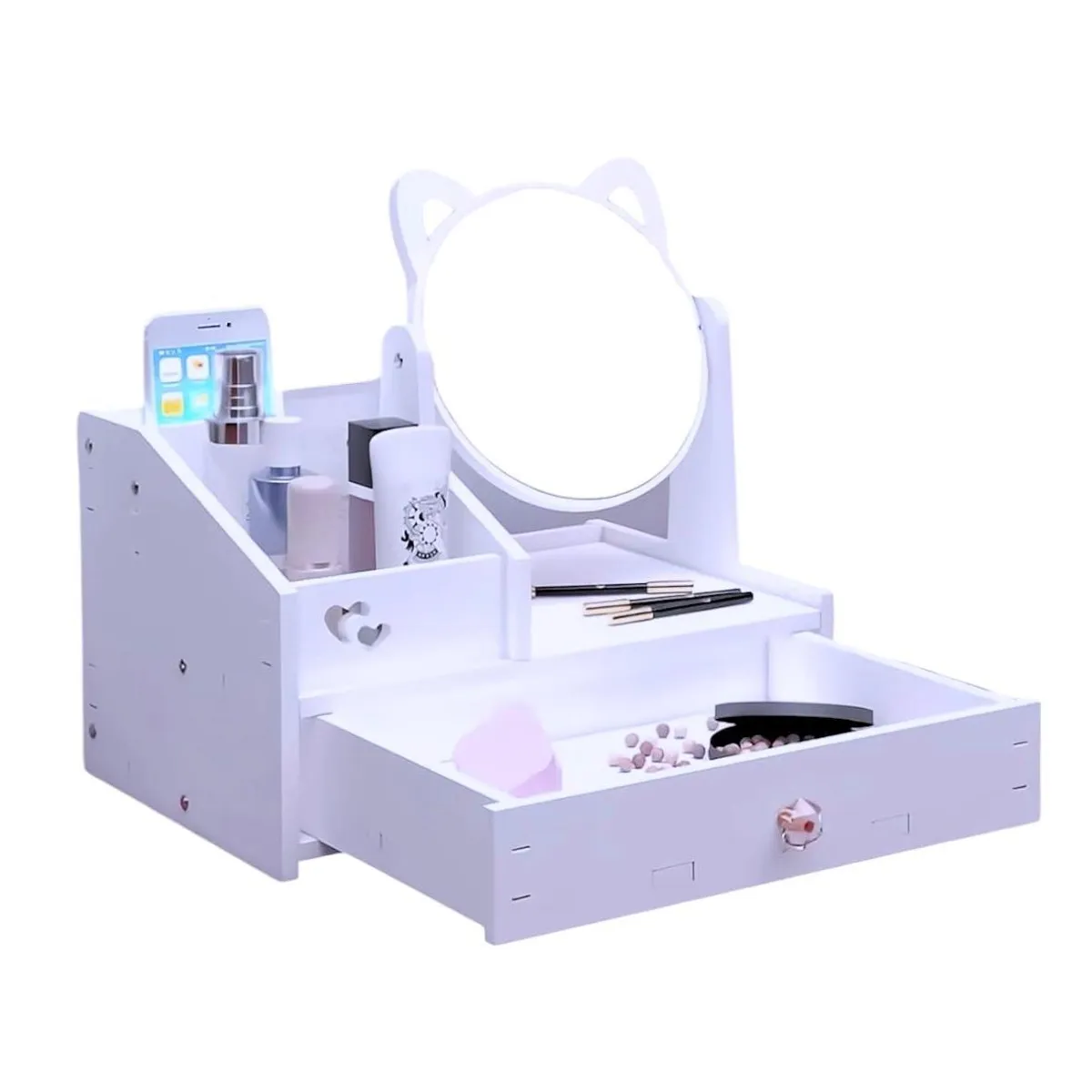 GENERICO - Organizador de maquillaje o multiusos corazón - gatito