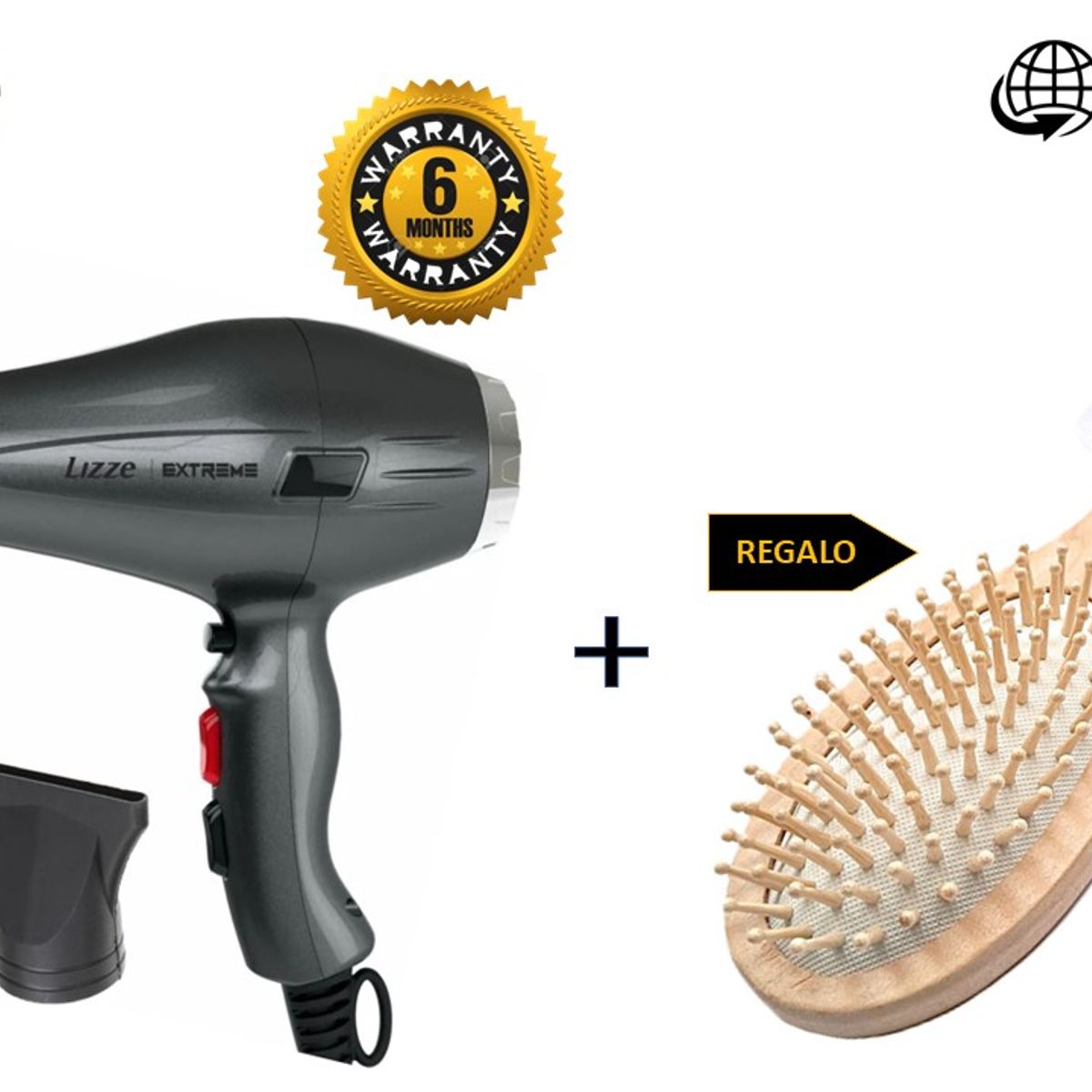 LIZZE - LIZZE PACK SECADORA EXTREME 2400W + REGALO CEPILLO OVALADO DE BAMBU