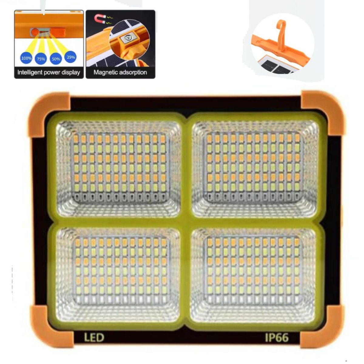 GENERICO - Reflector Lampara con Panel Solar Luz LED Recargable Portatil