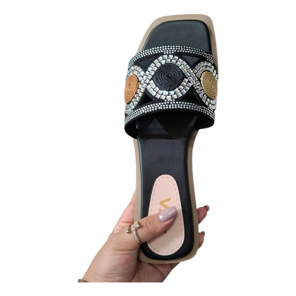 GENERICO - Sandalia Mujer Geometría Sofisticada 1177-40 Color Negro