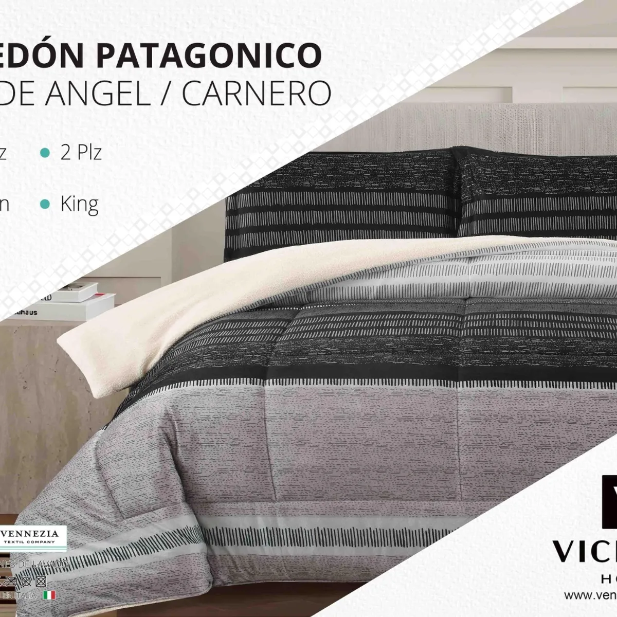 VENECIA - Set Edredón 2Pz Piel de Ángel con Carnero + Sabanas y Fundas