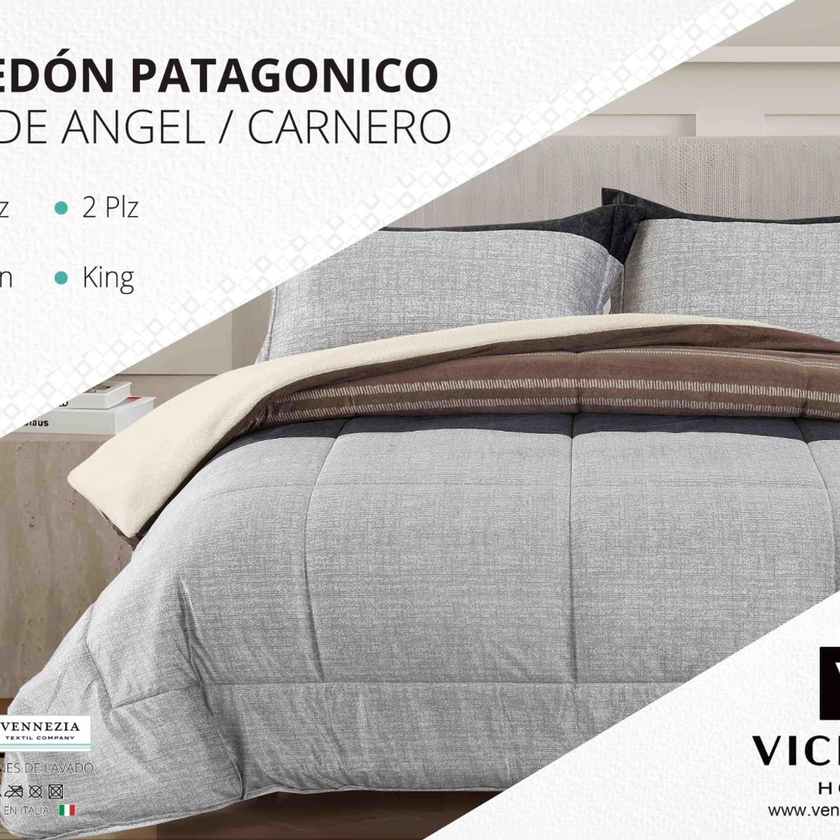 VENECIA - Set Edredón 2Pz Piel de Ángel con Carnero + Sabanas y Fundas