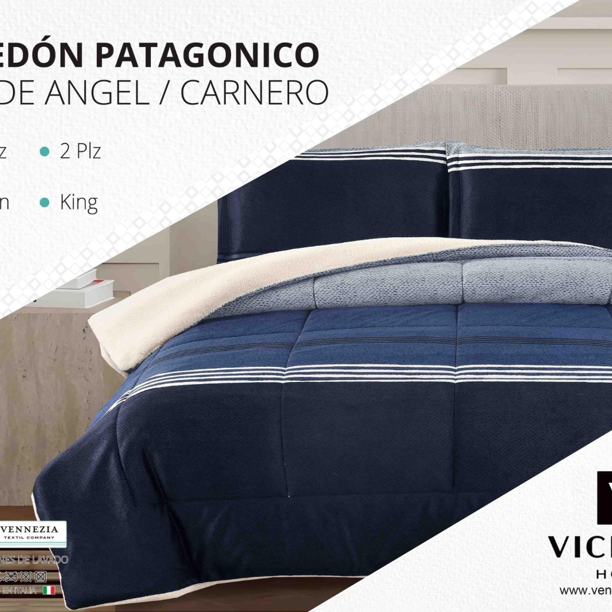 VENECIA - Set Edredón 2Pz Piel de Ángel con Carnero + Sabanas y Fundas