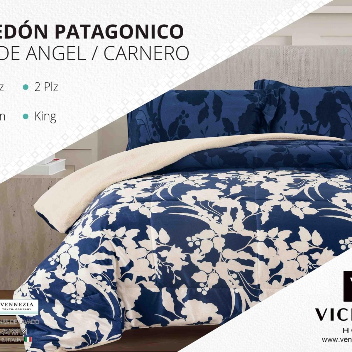 VENECIA - Set Edredón 2Pz Piel de Ángel con Carnero + Sabanas y Fundas