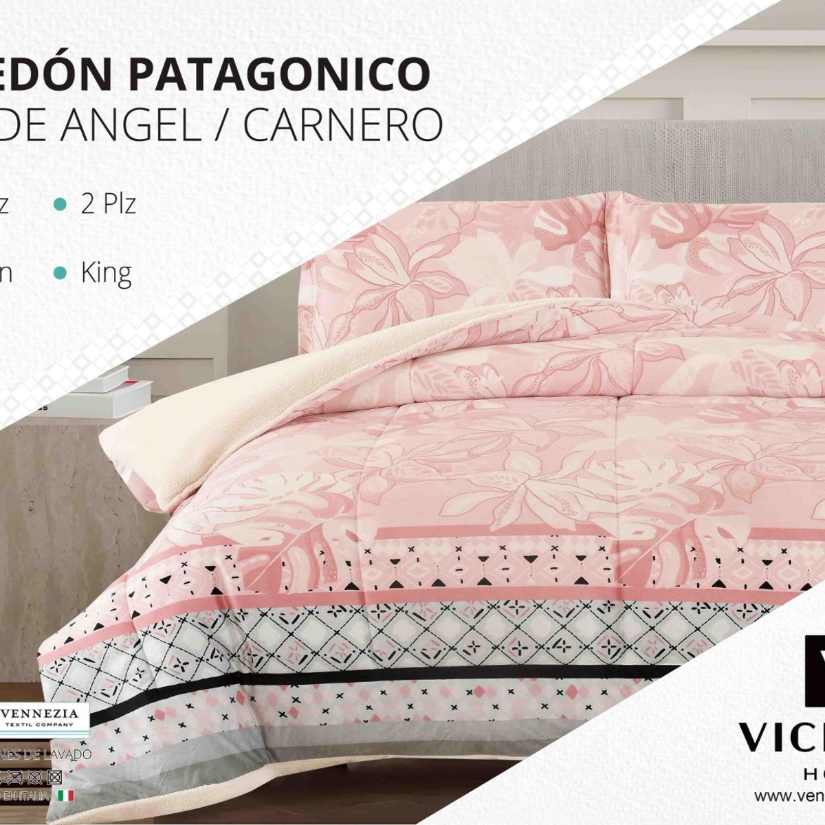 VENECIA - Set Edredón 2Pz Piel de Ángel con Carnero + Sabanas y Fundas