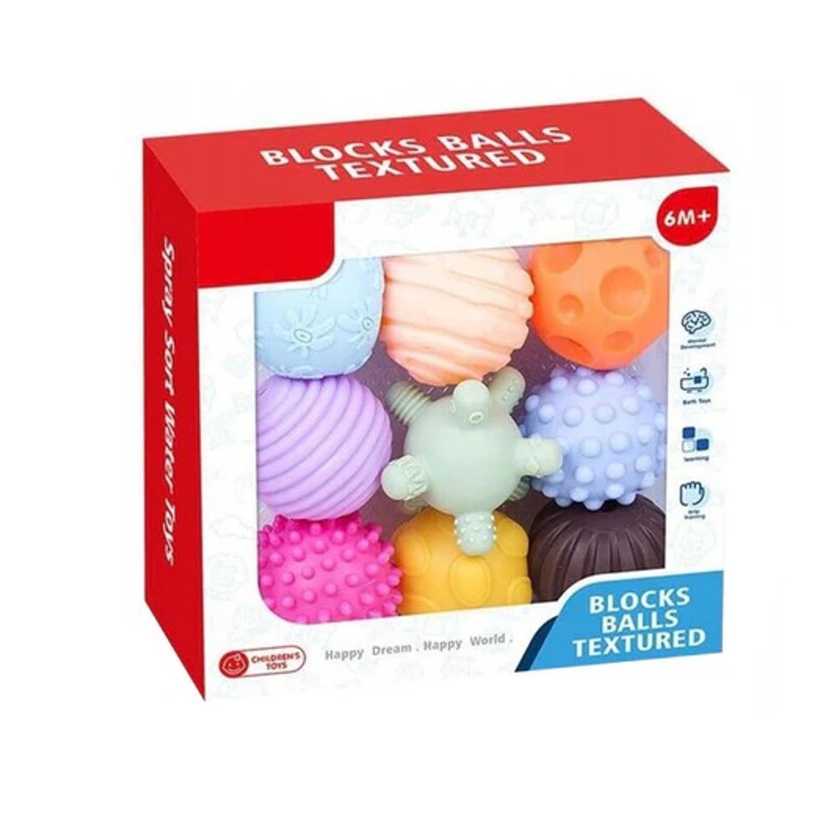 GENERICO - Pelotas Con Texturas x 9 Para Bebes