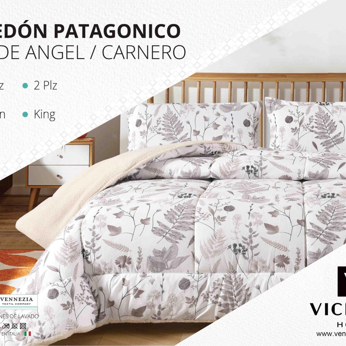 VENECIA - Set Edredón 2Pz Piel de Ángel con Carnero + Sabanas y Fundas