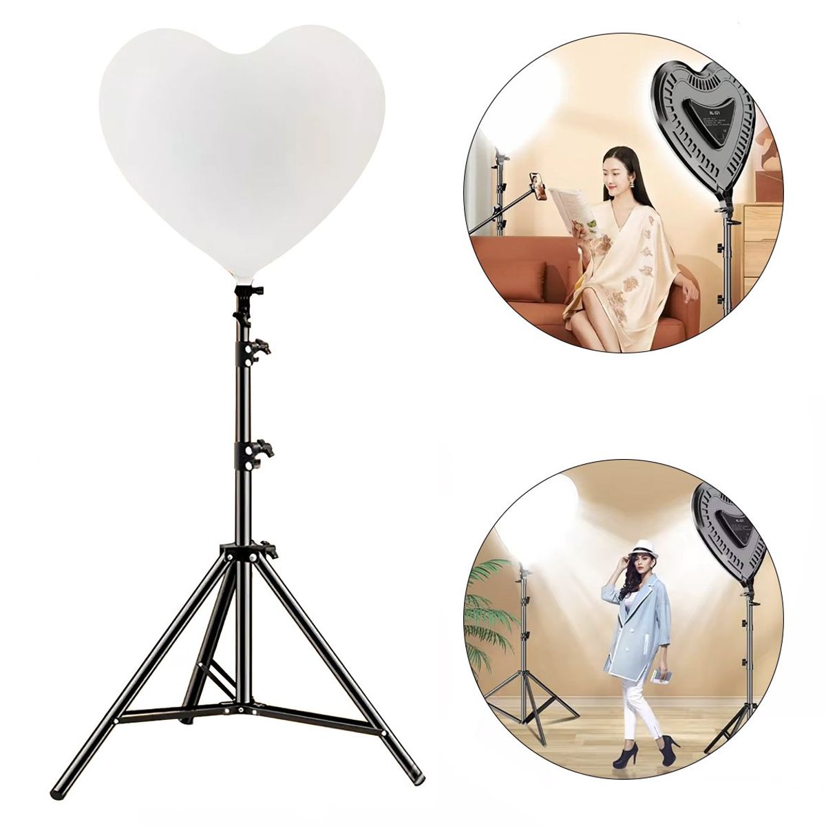 GENERICO - Panel de Luz Led Diseño de Corazón RI-500 Tripode 21m Control Remoto