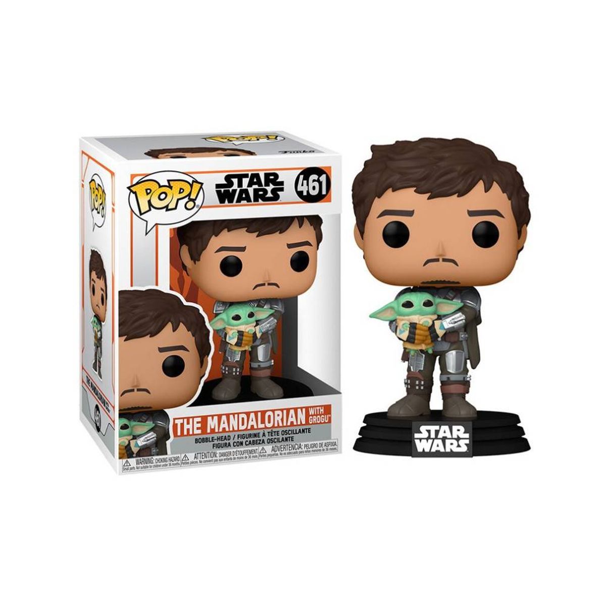 FUNKO - Funko Pop Star Wars The Mandalorian Sin Casco Con Grogu