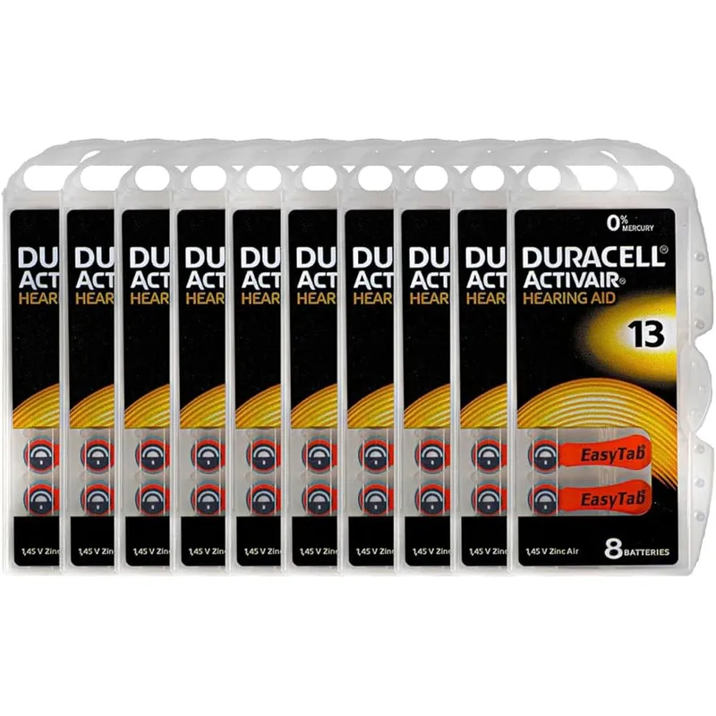 DURACELL - PILAS PARA AUDIFONOS DURACELL 13 CAJA  80 UND (10 BLISTER x 8 PILAS)