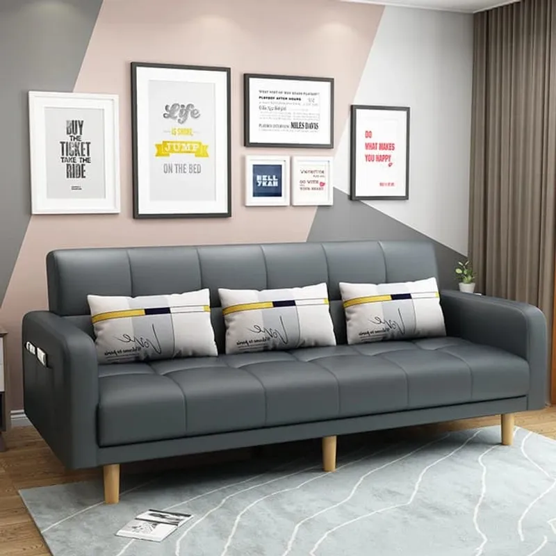 ARTSOFA - Sofá Eines dos cuerpos gris cuero + obsequio