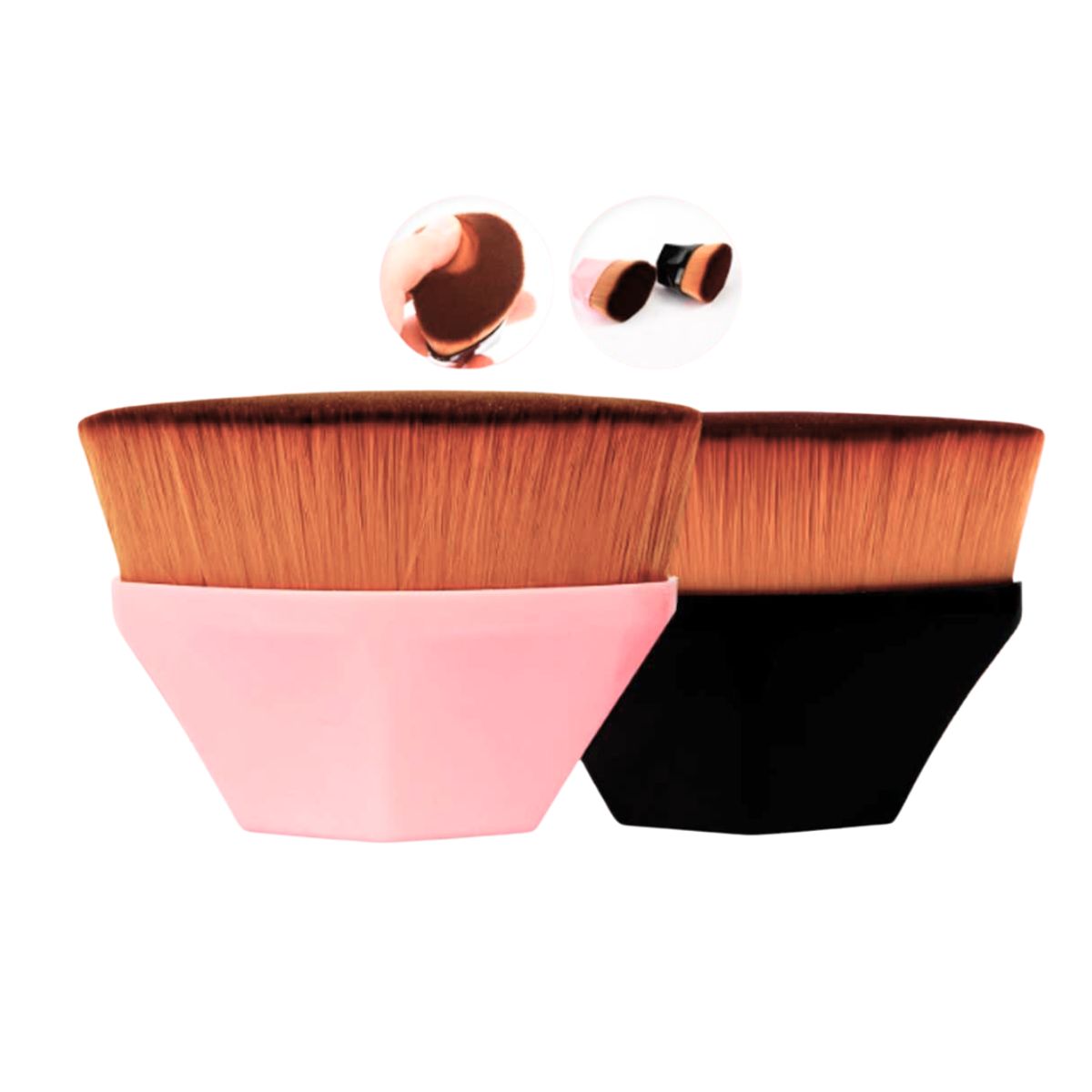 GENERICO - 2 Und de Brochas Mágica de Maquillaje Kabuki de Diamante Rosa y Negro