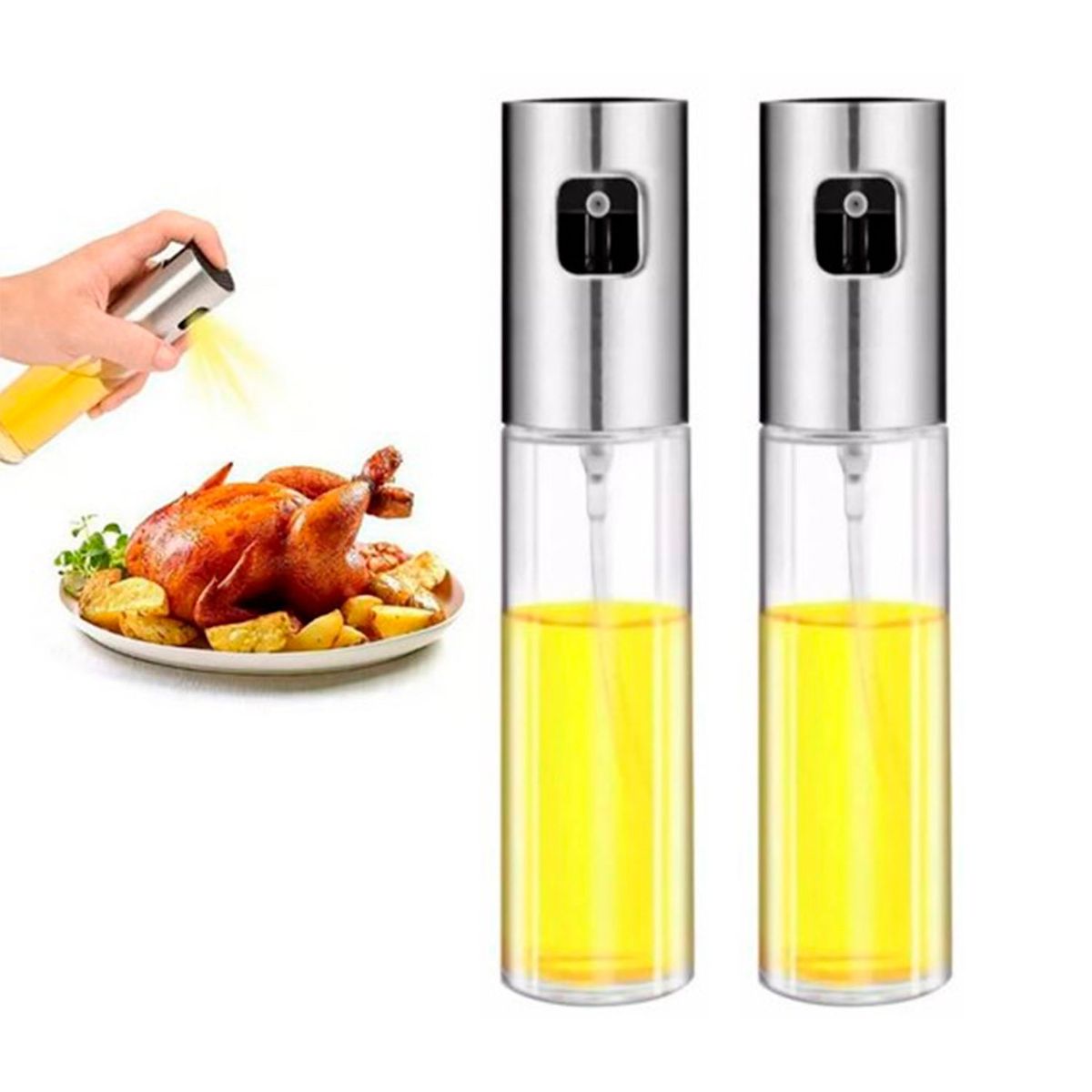 GENERICO - Dispensador De Aceite Rociador Sprays  Aceitera Vidrio 2 Set