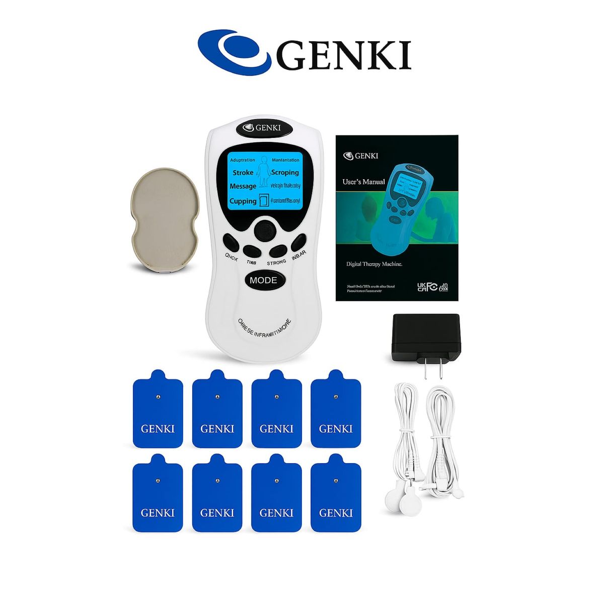 GENERICO - Electro estimulador De 8 Parches Digital Ondas Tens (12)