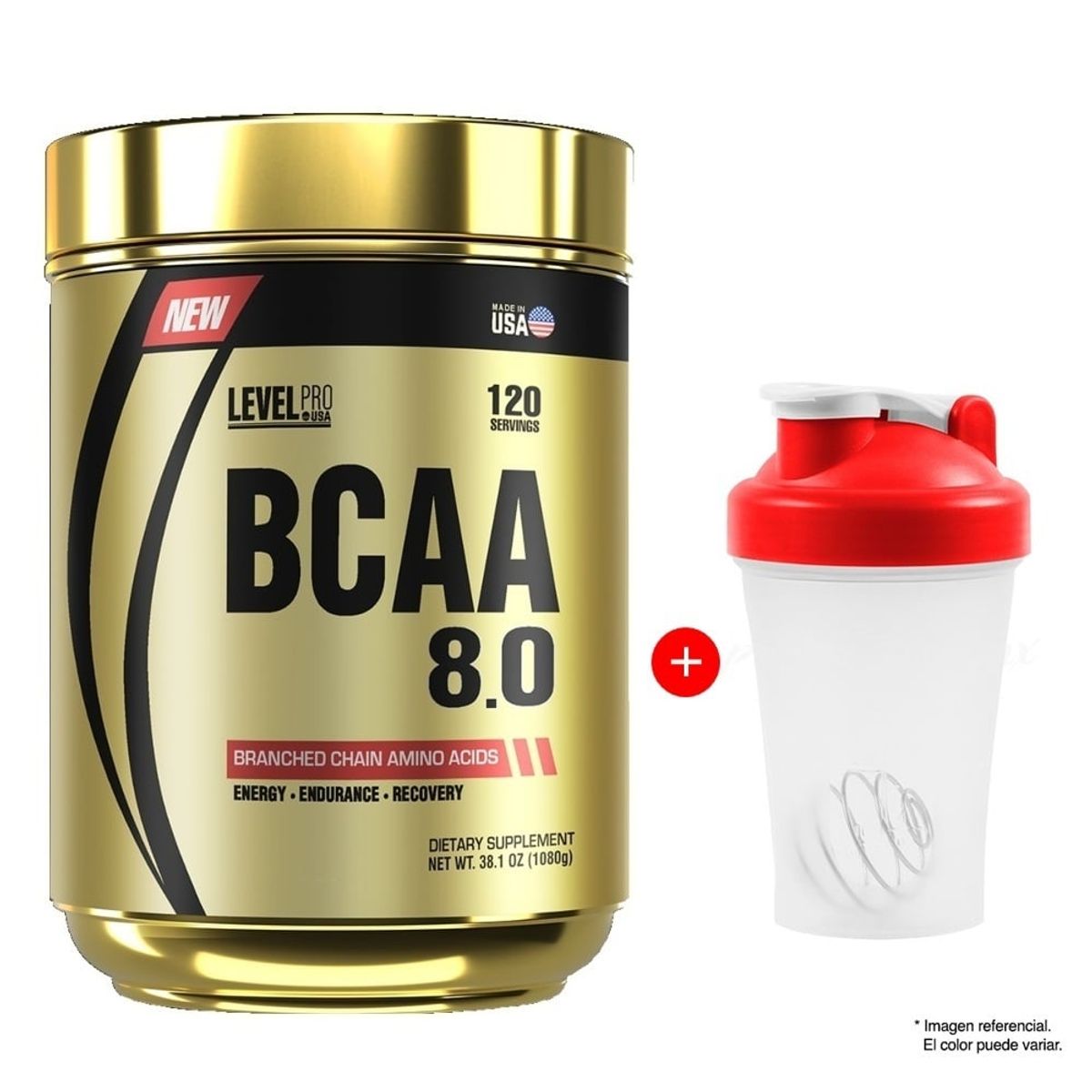 Level Pro - PRO BCAA 8.0 1080 GR AMINOÁCIDOS LEVEL PRO FRUIT PUNCH + SHAKER