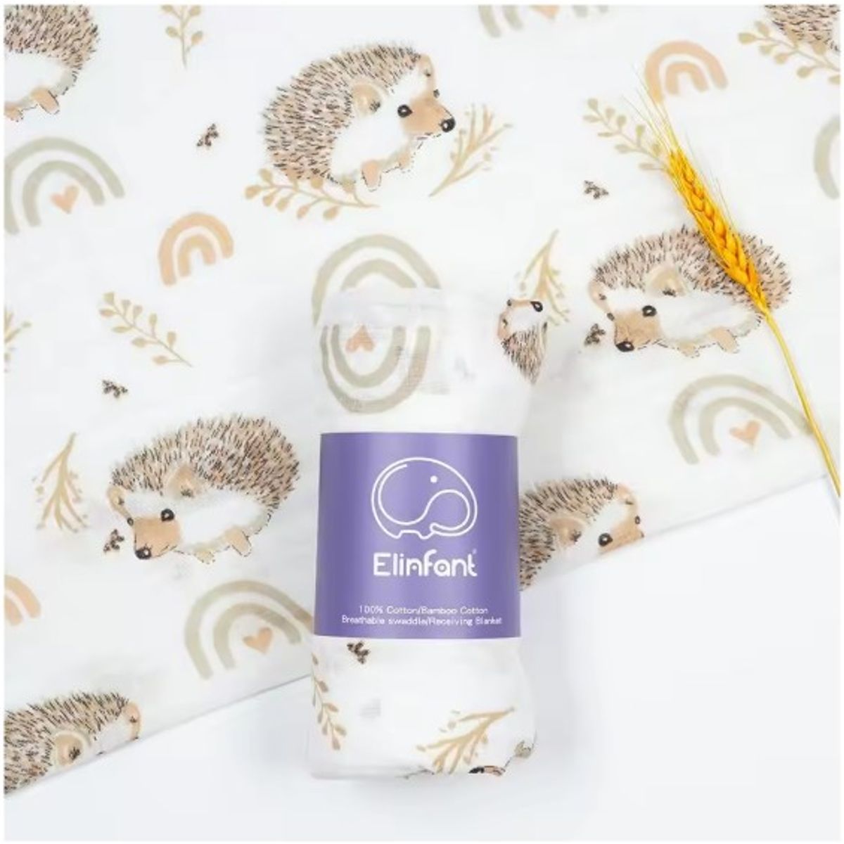 GENERICO - Muselina de algodón de bamboo para bebes y niños erizo